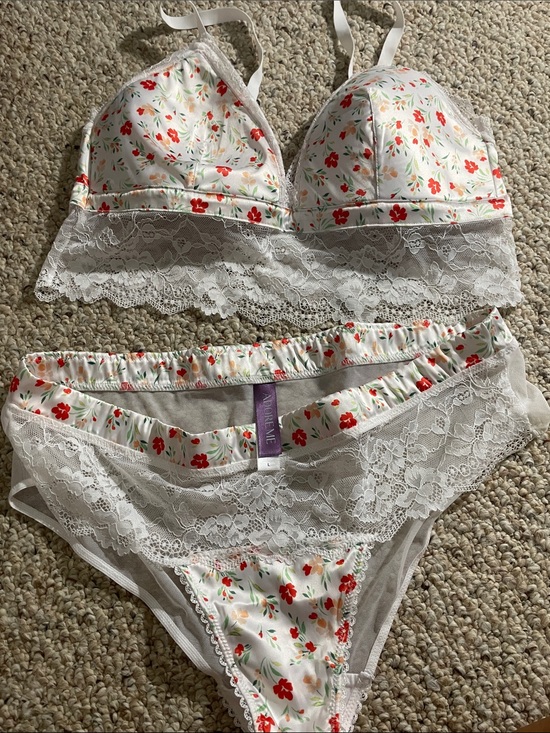 Adore Me Other - Adore Me White Floral Lace Bralette & Bikini Set
